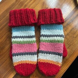 GAP Multicolor Striped / holiday stripe Mittens y2k